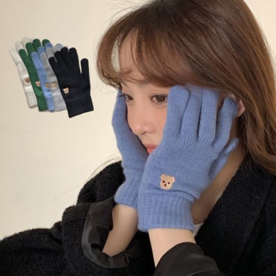 남녀공용 곰돌이 핑거홀 스마트폰터치 장갑 (5가지색상)