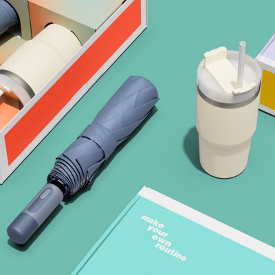 벨솔라 선물세트 캡슐 3단 자동 암막 양우산 + 밀크티 텀블러