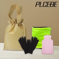 플씨드 겨울 4종 복주머니 파우치 D세트 (형광 안전 넥워머+스마트 터치 무지 장갑+다용도 손난로)