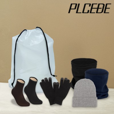 플씨드 겨울 5종 EVA파우치 A세트 (패션 롱 비니+스마트 터치 무지 장갑+폴라폴리스 넥워머+방한 덧신)