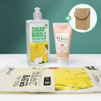 슈가버블 주방세제  면코팅고무장갑 3종세트