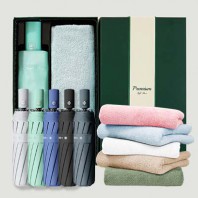 원터치 12k 더블살대 3단암막양우산+보송보송데일리 순면타올135g 우산타올 선물세트