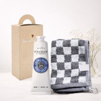 [YEOMINI]록시땅 핸드크림30ml&그레이뱀부체스그리드 핸드타올 세트