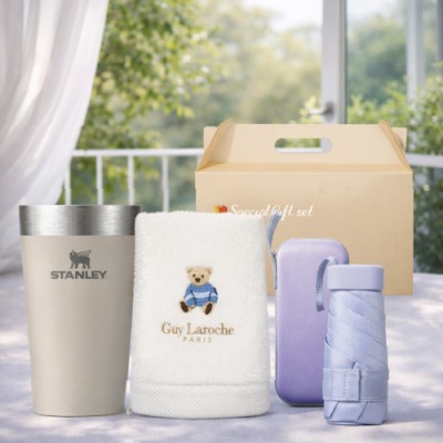 스탠리3종세트(스탠리파인트473ml+파스텔 5단 6K 미니UV사각양우산+베어자수150g수건타올)