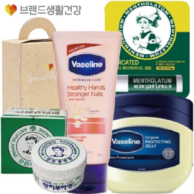 브랜드생활건강세트 53-2호 (안티푸라민연고+바세린 핸드크림+멘소래담 메디케이티드 립밤+바세린젤리100ml)