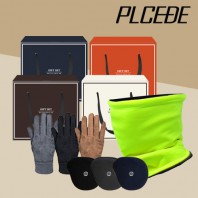 플씨드 형광 안전 넥워머 + 스웨이드 터치 장갑 + 청음 귀마개 3종 세트