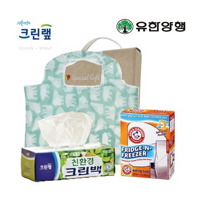 친환경스위트홈세트63호(암앤해머냉장고탈취제+크린랩크린백+특대형시장가방)