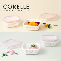 코렐_코디네이츠 밀크글라스 밀폐용기 정사각 2종 (산호세/자카드밴드)