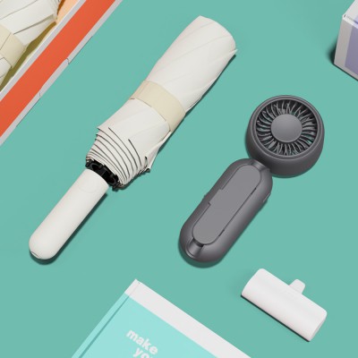 벨솔라 선물세트 솜사탕 3단 자동 양우산 + 우산애착 미니 선풍기 + 보조배터리