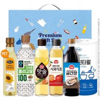 페트해바라기유 올리고당 맛술 사과식초 굴간장 키친타올 6종 선물세트