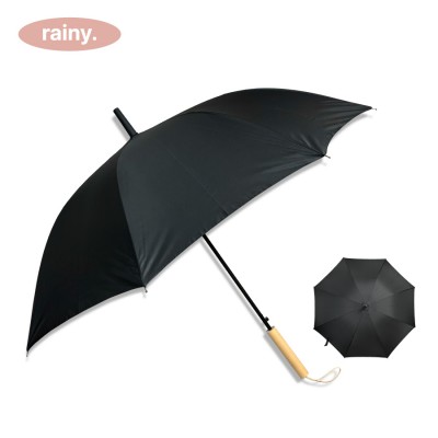 레이니 60 8k 파스텔 나무손잡이 우산 (검정) *컬러인쇄가능