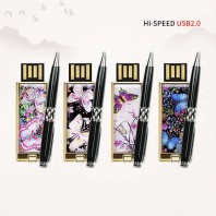 빛나 꽃나비 시리즈 자개 2종세트 (USB메모리+자개볼펜 2.0 4GB~128GB) 4종 이미지