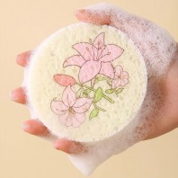 미니 원형 플라워 압축 스펀지 수세미 K2521