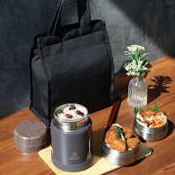 스위스 밀리터리 보온보냉 죽통470ML+찬통3EA +런치백 세트