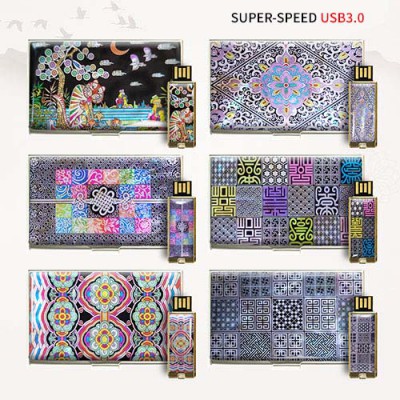 빛나 K-ART 시리즈 자개 2종세트 (명함케이스+USB메모리 3.0 16~128GB) 6종 이미지