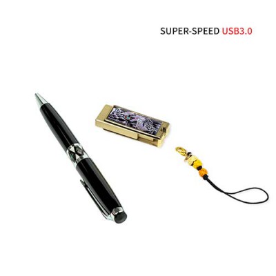 빛나 용 (흑) 자개 2종세트 (USB메모리+자개볼펜 3.0 16GB~128GB) 4종 이미지