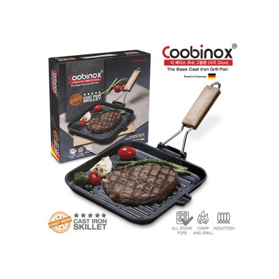 [쿠비녹스]더 베이스 무쇠 그릴팬 (사각 22cm)