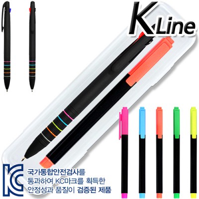 케이라인올러버3색+스타사각형광펜불투세트