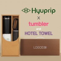 협립3단60 카라비너10K 거꾸로 300T고밀도 완전자동 우산 +스마트온도계 카페텀블러+협립호텔코마170타월-세트