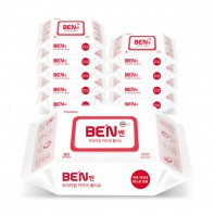 벤 프리미엄 초순수 저자극 엠보싱 물티슈 화이트 캡형 80매 75gsm
