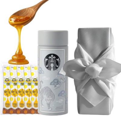 스타벅스 SS 호작도 텀블러 + 국내산 허니스틱 + 보자기포장 세트