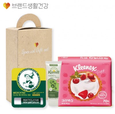 브생건600호 3종세트(카밀 핸드크림+멘소래담 메디케이티드 립밤+크리넥스 쁘띠티슈)