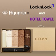 협립 3단 레자곡자손 슈퍼 완전자동우산 +협립40수호텔코마180타월4P+락앤락슬림핏원터치텀블러-세트