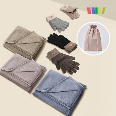 세트) 투톤 터치장갑+무릎담요