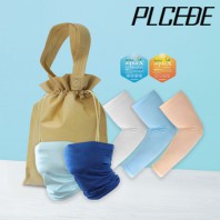 플씨드 여름 3종 복주머니 파우치 B세트 (무지 쿨마스크+국산 고급 밴딩 쿨토시)