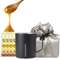 스타벅스 SS 블랙 데비 머그 + 국내산 허니스틱 + 보자기포장 세트