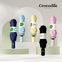 [크로커다일] 3단 행운이 클로버 시그니처 솔리드 암막 전자동우산