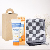 [YEOMINI]퓨어더마 썬크림50ml&그레이뱀부체스그리드 핸드타올 세트