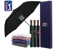 PGA 2단자동 빈티지우드+190g 코마사 호텔타올 세트