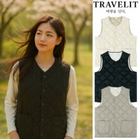 트래블잇 데일리 웜 초경량 패딩 조끼-웜블랙