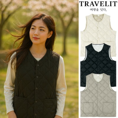 트래블잇 데일리 웜 초경량 패딩 조끼-웜블랙