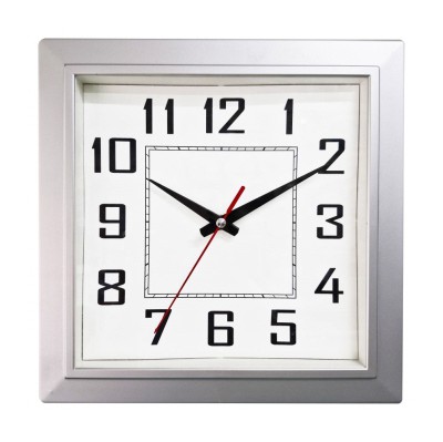 290 정사각 라인 실버벽시계