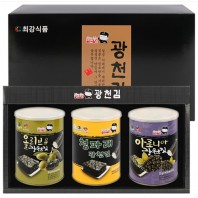 아로니아 올리브유 청파제 광천 김 캔김 3개, 사은품 추석 설날 명절 선물 답례품 판촉 기프트 김세트