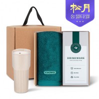 송월타올 리빙 기프트세트 21 40수 포인트 타올200g 1P + 커피텀블러709ml 1P