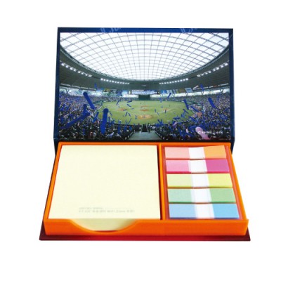 하드커버 오렌지 점착메모함(중-100매)+팝업플래그필름지