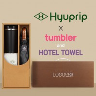 협립 3단 70 암막고밀도 완전자동우산 +스마트온도계 카페텀블러+협립호텔코마170타월-세트