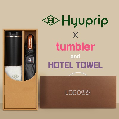 협립 3단 70 암막고밀도 완전자동우산 +스마트온도계 카페텀블러+협립호텔코마170타월-세트