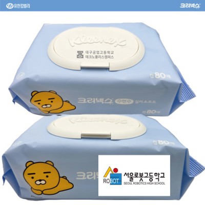 크리넥스 수앤수실키 카카오프렌즈 라이언 물티슈 캡형 80매