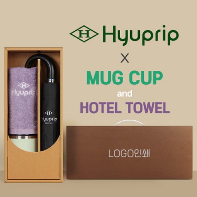 협립 3단 레자곡자손 슈퍼 완전자동우산 +협립호텔코마170타월+로하스 머그컵-세트