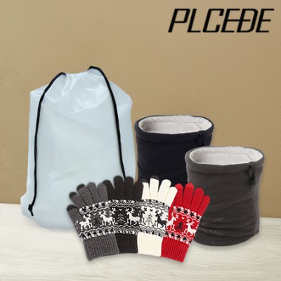 플씨드 겨울 3종 EVA파우치 F세트 (프리미엄 넥워머+사슴장갑)