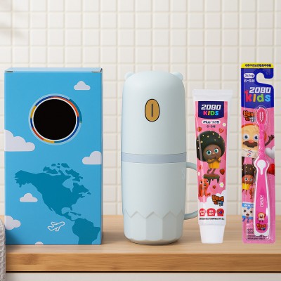 세븐몰 곰돌이 칫솔통 키즈세트  (휴대용양치컵 ,여행용세트)