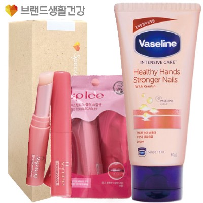 브랜드생활건강세트 37-4호 (멘소래담 립아이스 매직컬러 틴티드 립밤+바세린 핸드크림세트)