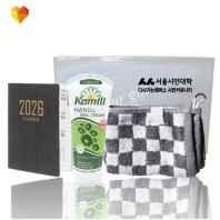 브생건 플래너세트 33호(미니다이어리+카밀핸드크림100ml+그레이 뱀부고리수건)