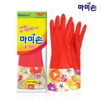 마미손 꽃그린 기모 고무장갑 (대형) / 김장용 기모 고무장갑 대형