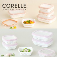 코렐_코디네이츠 밀크글라스 밀폐용기 혼합 5종 (산호세/자카드밴드)
