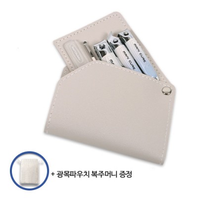 (0190149) 로페리아 스테인리스스틸 큐티클 네일아트도구 그라데이션 손톱깎이(5종)_광목파우치 복주머니 포함